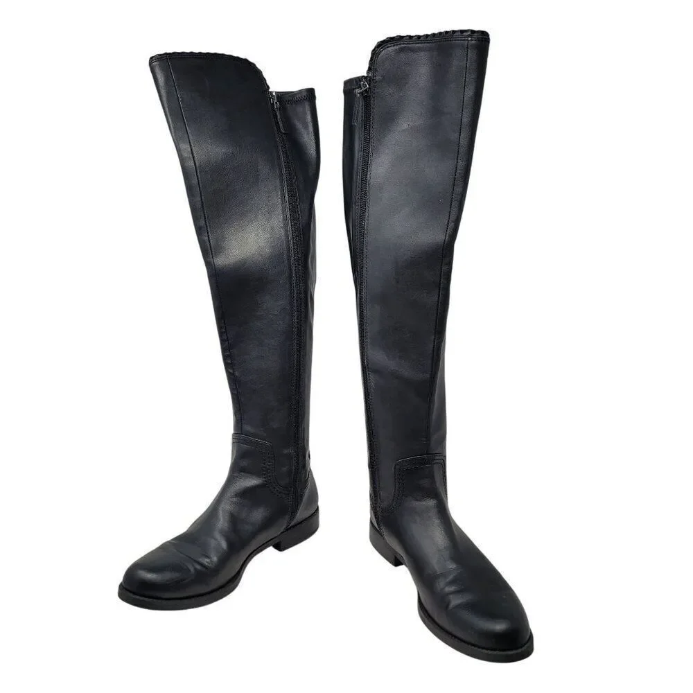Franco Sarto Vegan L-Charlotte Womens Black Over The‎ Knee Boots 9.5 Equestrian